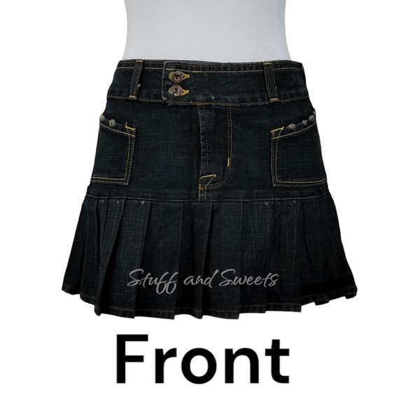 Vintage RARE Von Dutch Micro Mini Pleated Skirt Y2K EARLY 2000s Small - Picture 5 of 9